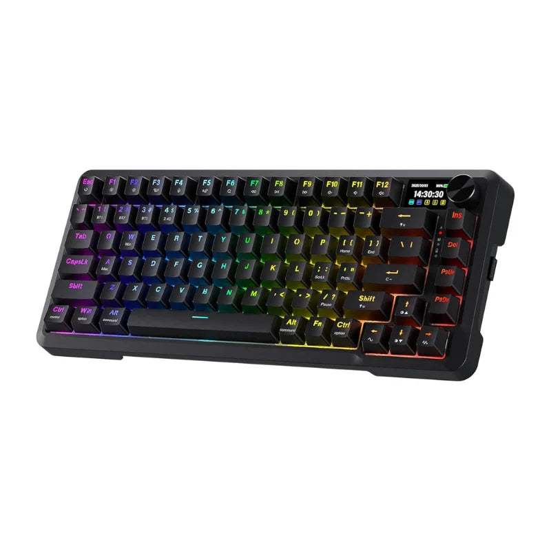 Redragon K724 PRO Wireless Gasket Gaming Hype Screen & Knob, 81-Key Mechanical Keyboard,Easy-Control 1.14’’ TFT Info Display